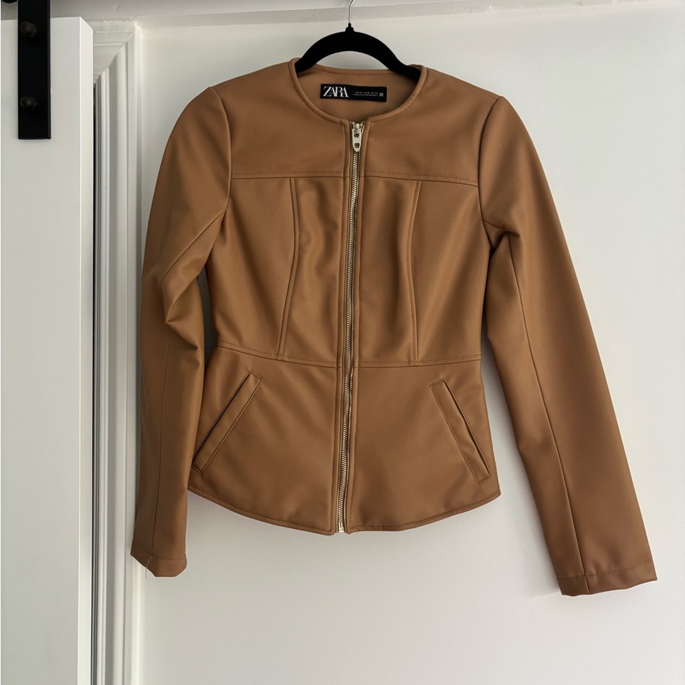 Zara Women's Camel Pleather Jacket
